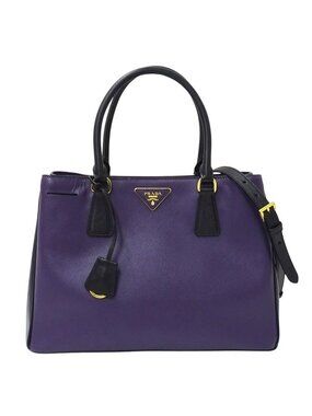 Prada 2-Way Shoulder Bag Galleria Large Saffiano Purple Black Logo Fashionable